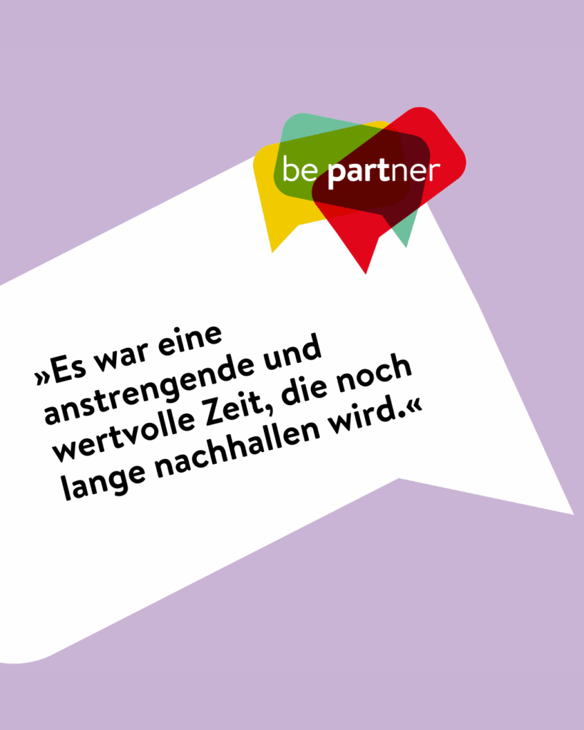Zitat in einer Sprechblase: »Es war eine anstrengende und wertvolle Zeit, die noch lange nachhallen wird.«